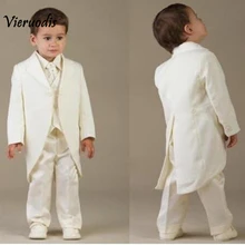 Индивидуальный заказ, формальные костюмы для мальчиков, фрак, Детские смокинги, костюмы для свадебной вечеринки, комплект из 3 предметов