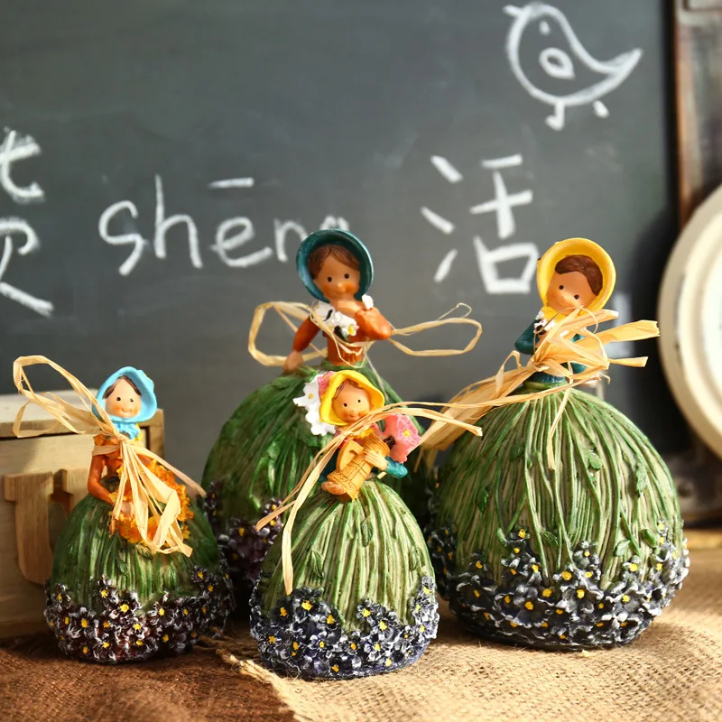 Best Lavender idyllic girl home wine cabinet TV decorations home doll model living room garden Countryside creative gift Ornaments