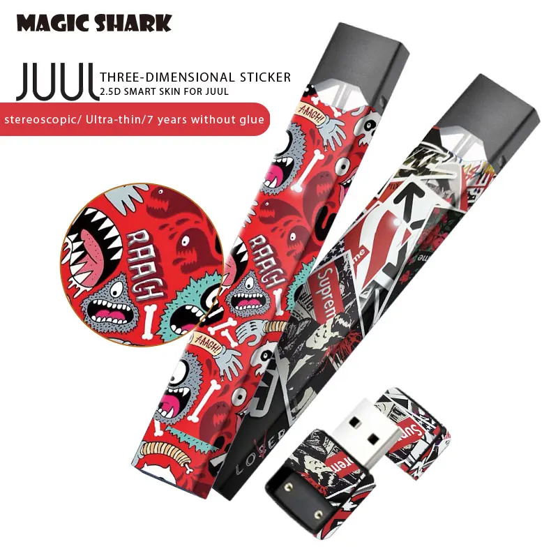 Magic Shark STICKER for Juul 10 Pattern 2.5D Stereo Film Sticker 3M Adhesive Printing Label skin for Juul Case Magic Shark STICKER for Juul 10 Pattern 2.5D Stereo Film Sticker 3M Adhesive Printing Label skin for Juul Case