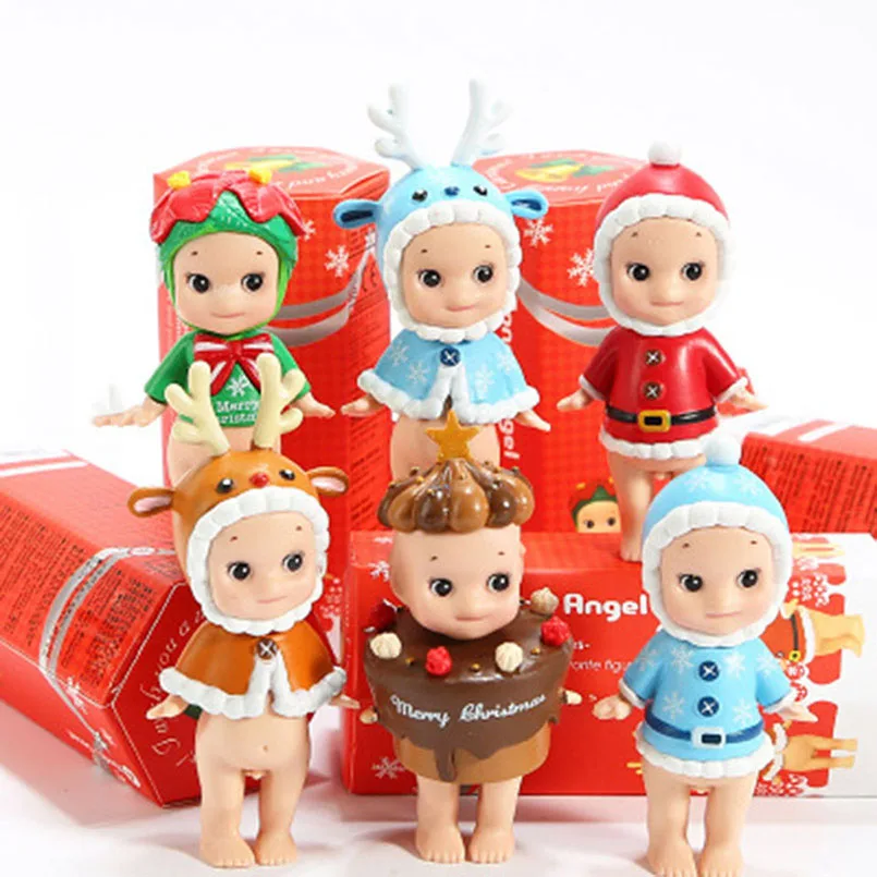 

Apaffa 8cm Christmas Sonny Angel Model Kewpie Toy Elk Christmas Tree Action Figure Toy Collectible Gift For Kids Toys