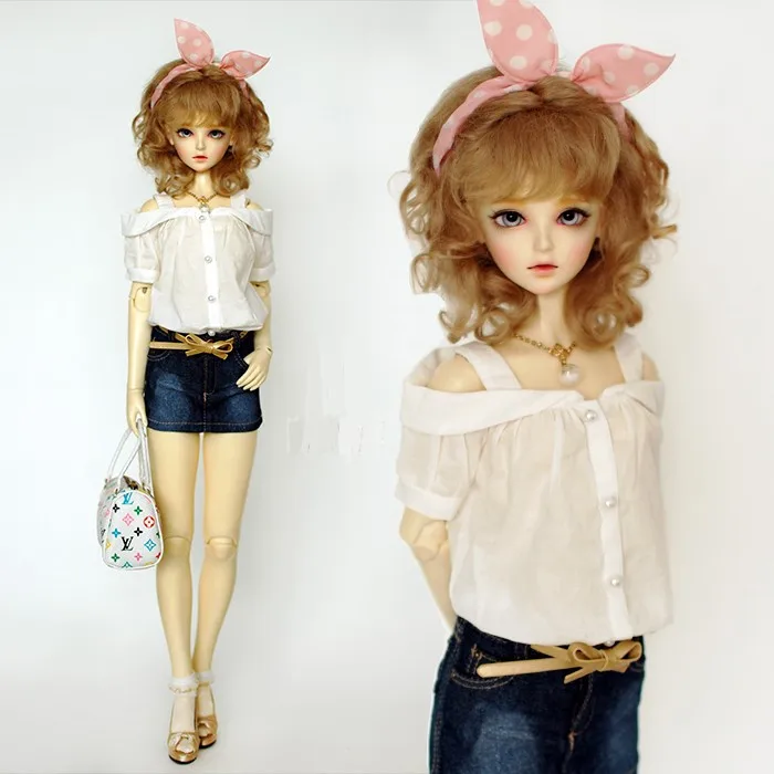 Белая рубашка с открытыми плечами для девочек BJD 1/4 MSD1/3 SD10/13 SD16 Одежда для кукол CWB63