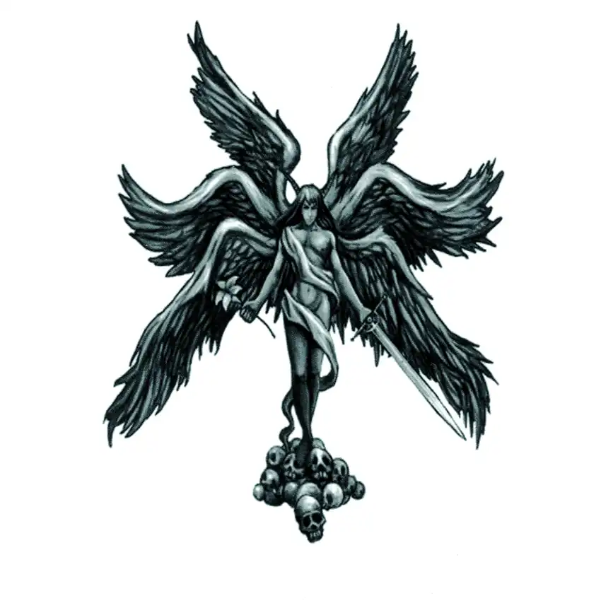 Ange De Combat à Six Ailes Gabriel Tatouages Temporaires