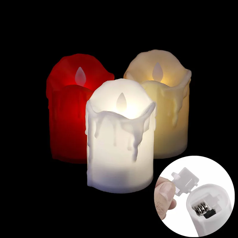 Светодиодный Батарея приведенный в действие светодиодный лампы в форме свечи мульти Цвет лампа моделирование Цвет пламени мигает Чай светильник домашняя одежда для свадьбы, дня рождения украшения