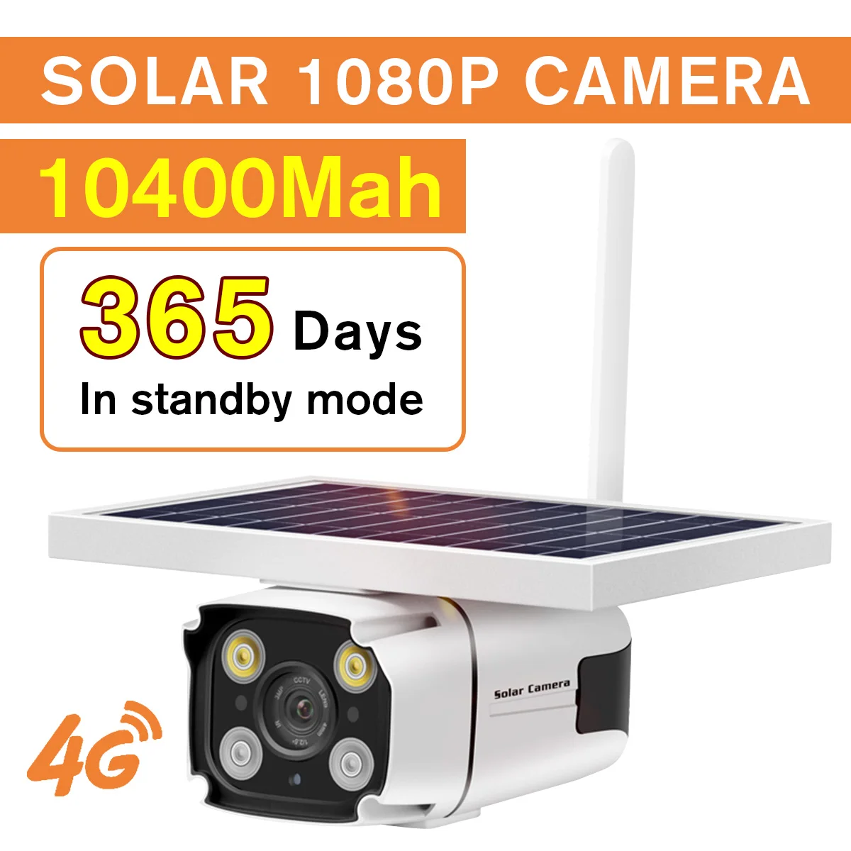 

Waterproof 365 Days Standby 4G Solar Camera with 10400mah Battery Night Vision 2MP 1080P HD Outdoor Solar Camera with Speaker