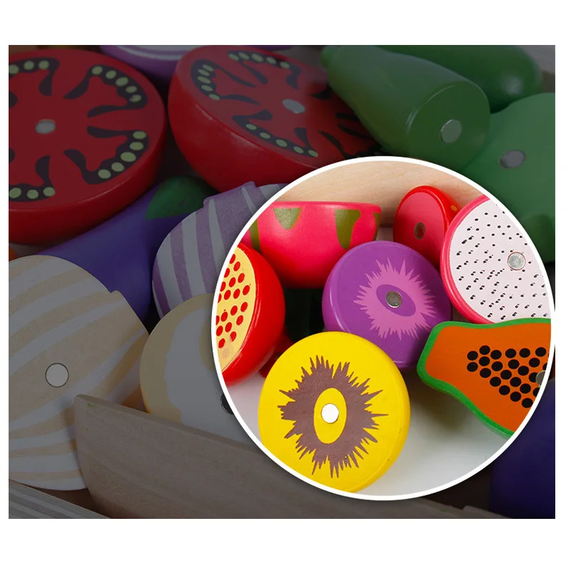 Montessori Toys Children Early Education Learning Wooden Toys kid 3D Kitchen Cutting Fruit Vegetables Board Real Life Toy