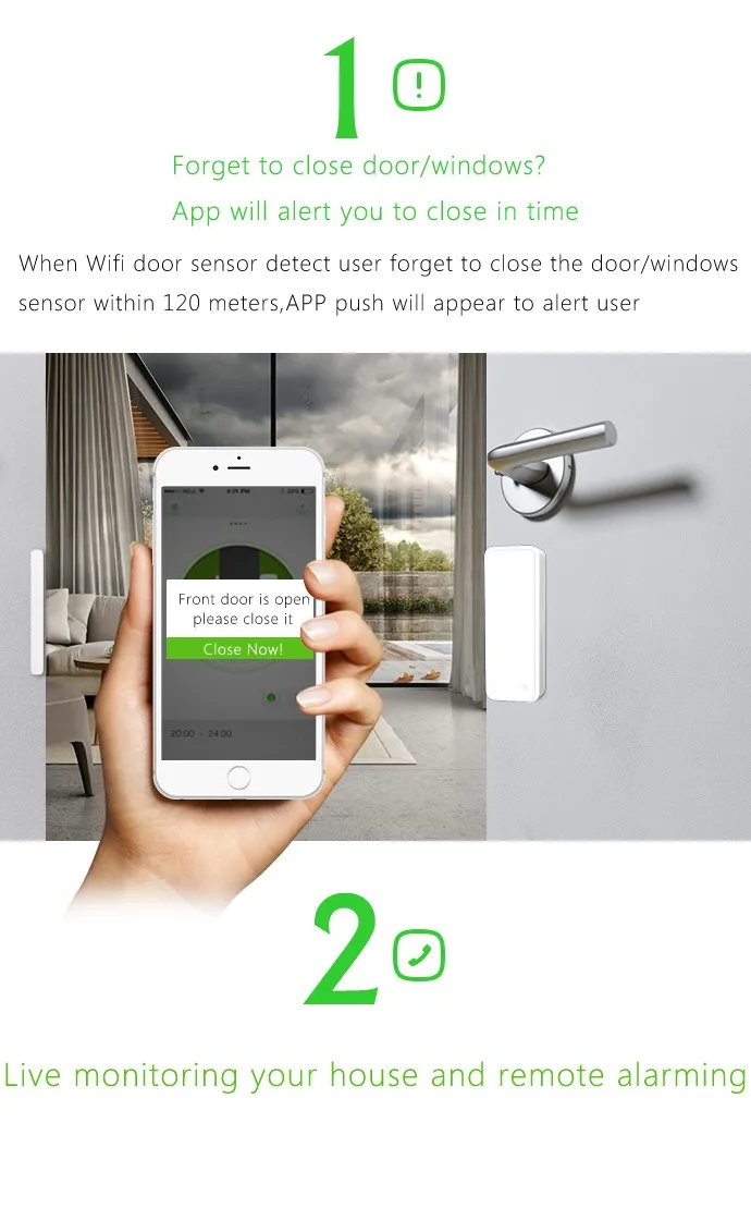 GS-WDS07 Door Sensor Wireless Door/window sensor door contact for APP Control WIFI GSM alarm G90B security panic button