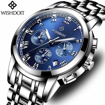 WISHDOIT Men Watch Top Brand Men Stainless Steel Watch Men's Fashion Business Quartz XFCS Male Wristwatch Relogio Masculino burei brand silver stainless steel men sports watch fashion business luxury man wristwatch relogio masculino male casual watch