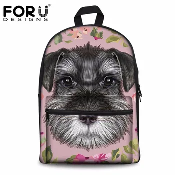 

FORUDESIGNS Schnauzer Puppy Cute Canvas Children School Bags Backpack Women Girls School Shoulder Bag Large Laptop Bookbag Bolsa