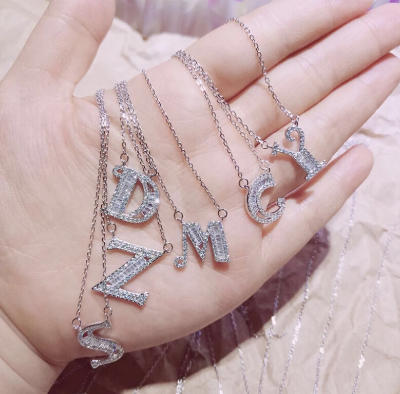 

UILZ AAA Cubic Zirconia Alphabet 26 Letters Pendants Necklaces for Women special Wife Gift Party Anniversary Jewelry UN2053