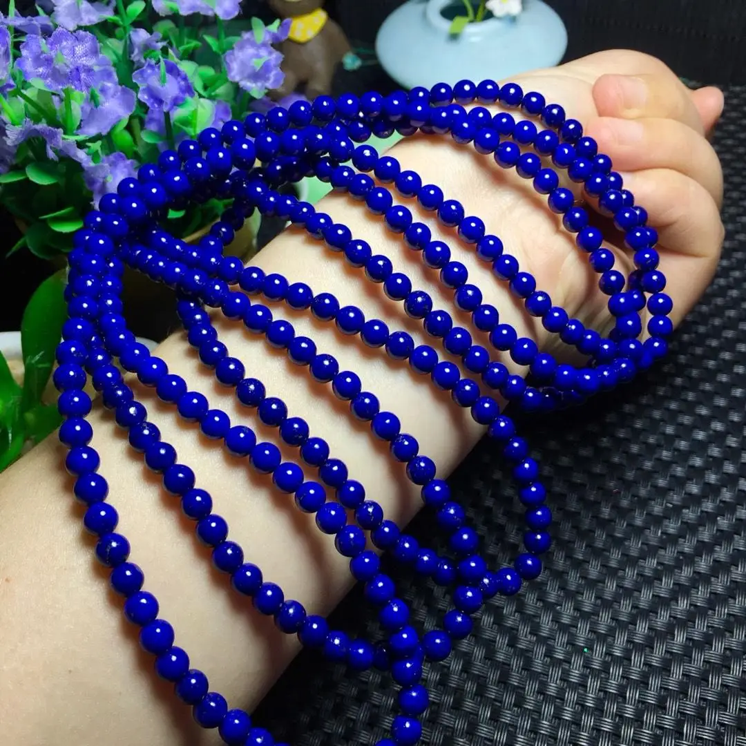 

Drop Shipping 5.5-5mm Genuine Natural Lapis Lazuli Gemstone 3 laps Bracelet For Woman Female Crystal Stretch Gift Bracelets AAAA