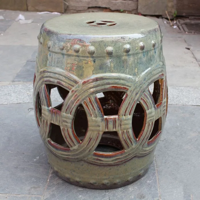 JIngdezhen Indoor ceramic Antique drum porcelain garden stool Glazed hand painted round ceramic chinese ceramic stool   (1)