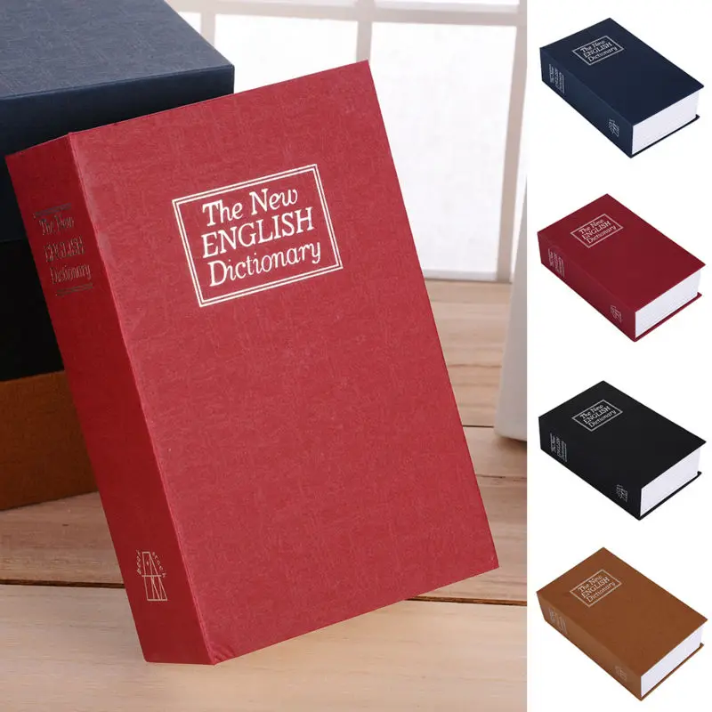 Mini Metal Cash Security Hidden English Dictionary Money Box Home Coin Storage Key Books Safe