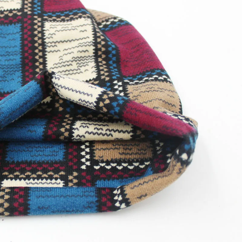 Autumn Winter Hats For Women Plaid Design Contrast Color Ladies hat Skullies And Beanies Men Hat Unisex