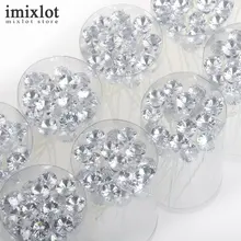 Imixlot 20 шт./упак. круглый кристаллический горный хрусталь Шпильки свадебные аксессуары для волос зажим для волос для Для женщин ювелирное изделие, опт