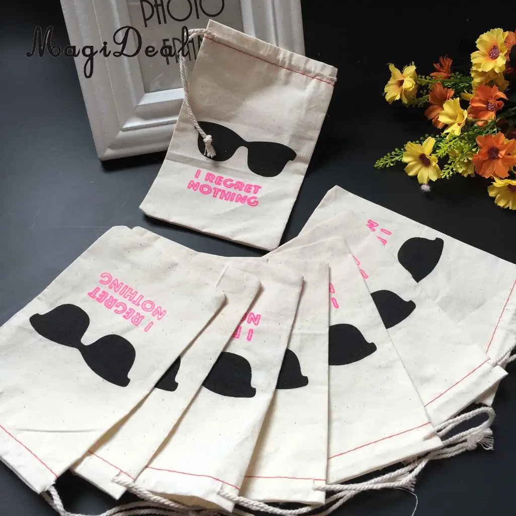 MagiDeal 10x I REGRET NOTHING Cotton Muslin Favor Bags Bachelorette Party Hangover 
