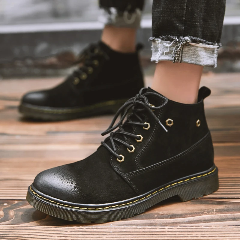 

Men ankle Boots Men spring genuine leather Boots Work Shoes outdoor Resistant High-Top Sneakers Men Footwear Fashion Shoes k3