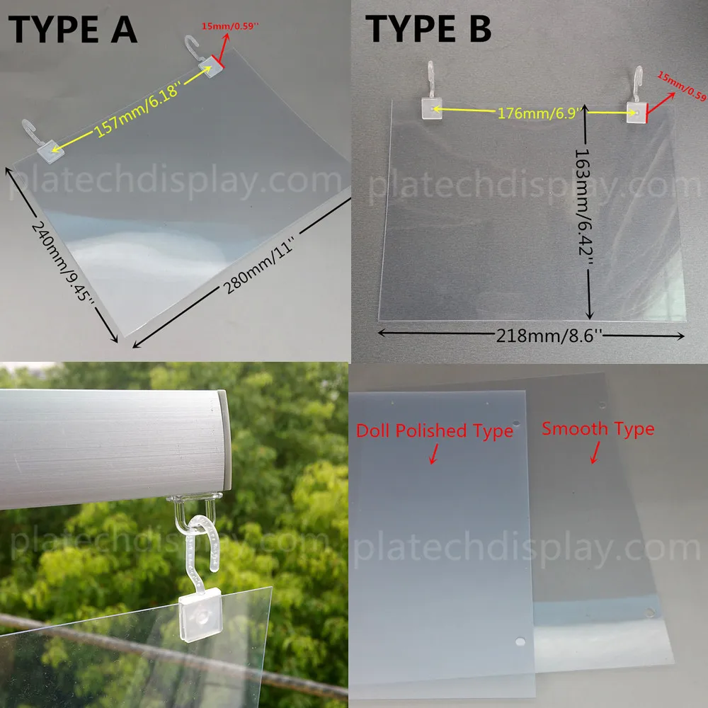 Пластик ПВХ ценник Бумага признаки продвижения Плакаты Дисплей Защитная крышка Держатель a4a5/Индивидуальные Размеры крючок 10 Наборы для