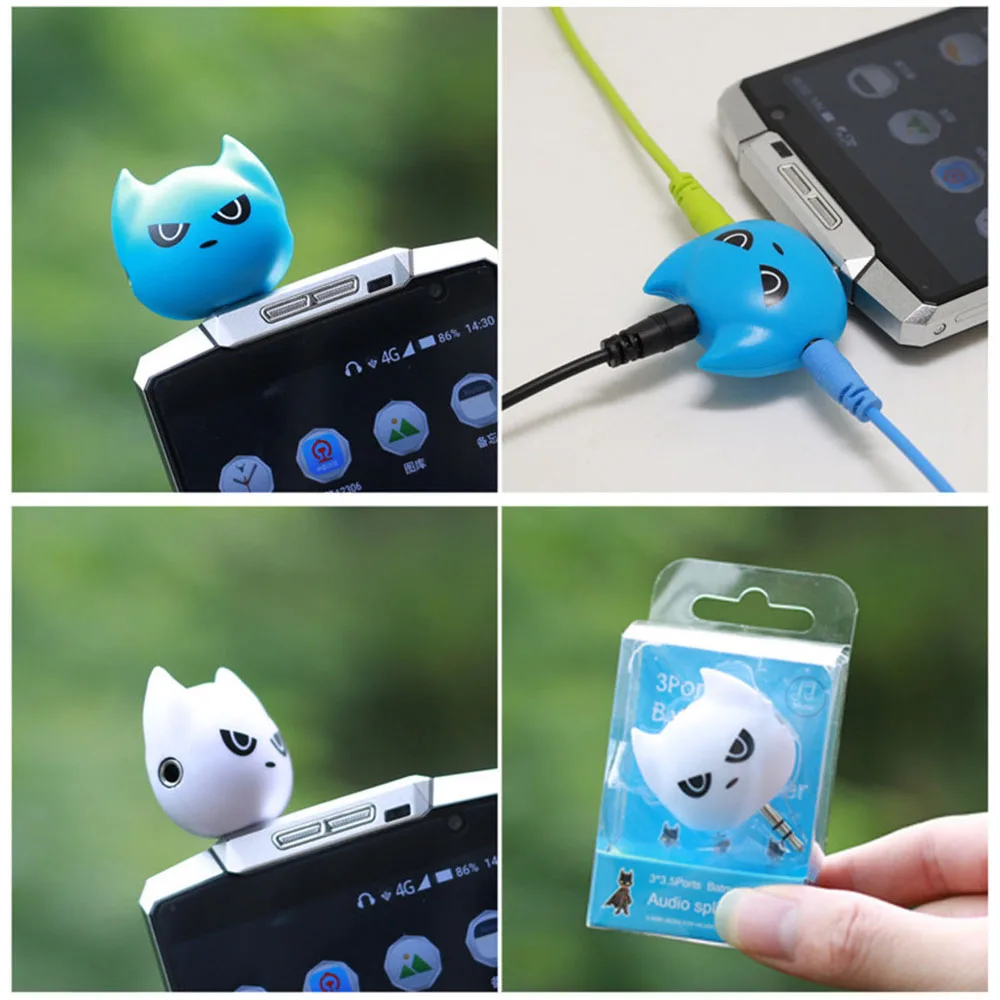 CatXaa 3 in 1 Batman Nette 35mm Jack Adapter Kopfhörer Splitter für Samsumg IPhone 5 6 5S 6S Plus M