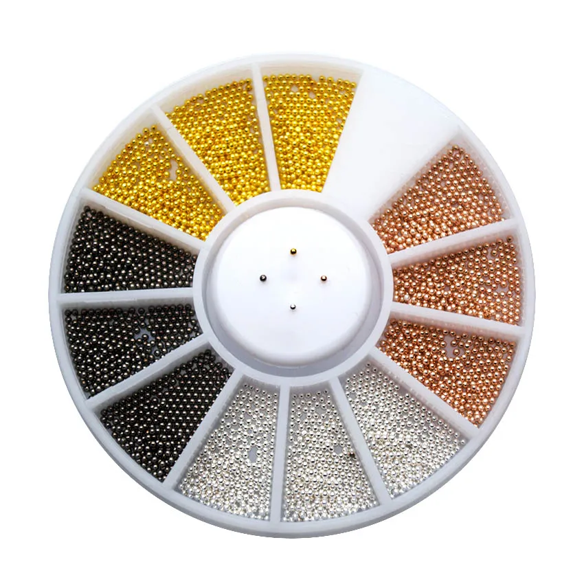 Разноцветные 0,8 мм микро бусины из нержавеющей стали бусины 3D металлические Икра страз дизайн ногтей украшения шпильки в колесо MJZ2081