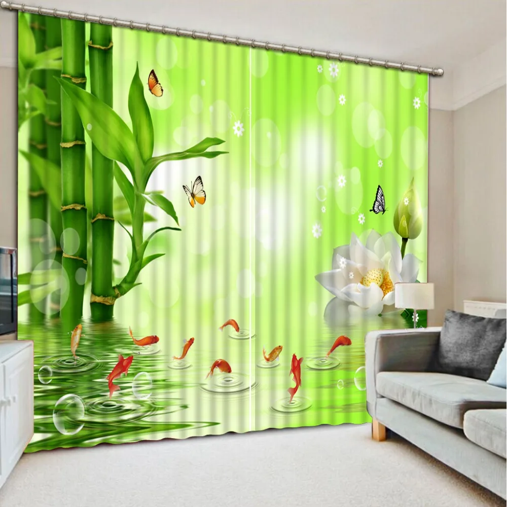 

curtains living room window green leaf louts flower custom curtain blackout curtains for bedroom