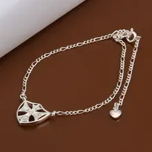 Wholesale Sterling 925 jewelry silver plated Anklets 925 jewelry silver plated Fashion Jewelry Inlaid Stone Moon