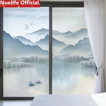 60x100 см китайский пейзаж Картина узор стеклянная пленка ванная комната Гостиная Офис на балконные окна и стекло дверь пленка