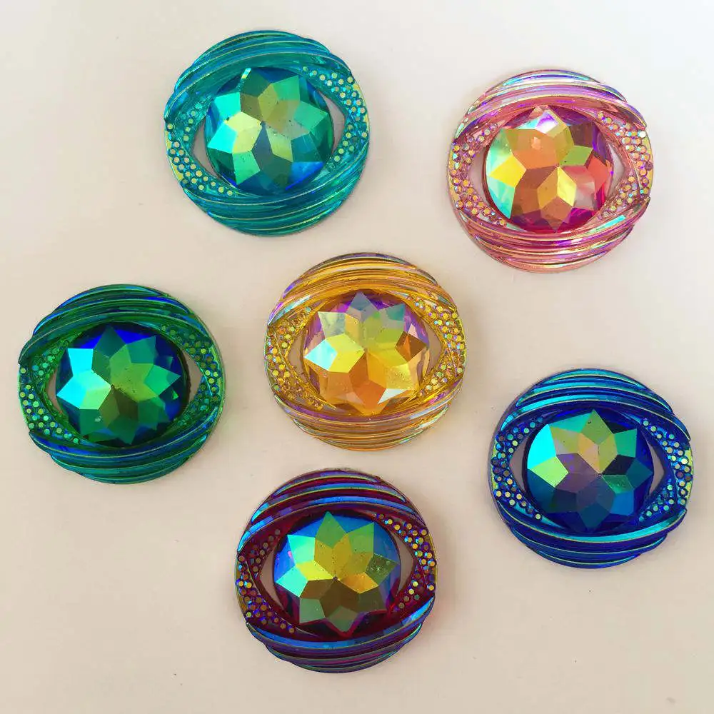 US $1.88 5% OFF|New 12pcs AB Resin Round FlatBack Convex Rhinestone Embellishment 2 hole buttons DIY wedding crafts SR86|Rhinestones| | - AliExpress