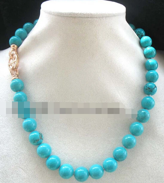 

08149 turquoise 12mm green AA necklace 18" nature