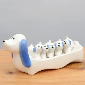 

Household chopsticks rack zakka Japanese set ceramic dog pillow holder tableware white porcelain daily home decoration wedding