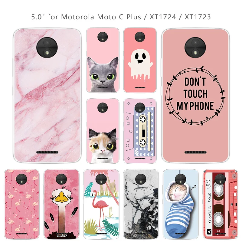 

For Motorola Moto C plus XT1724XT1723 Soft Silicon Case 5.0 inch Back Phone Pink Cover Case For Motorola Moto C plus Shell