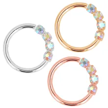 Body Punk 18g Nose Ring Hoop Bendable Earrings Sparkling Clear Blue CZ Helix Daith Tragus Cartilage Earrings for Women Men