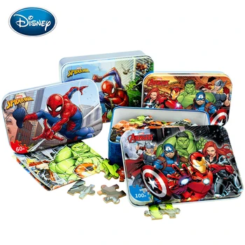 

Disney 100 Piece Iron Box Jigsaw Marvel Avengers Spider-Man Iron Box Puzzle Wooden Toy Early Learning MARVEL