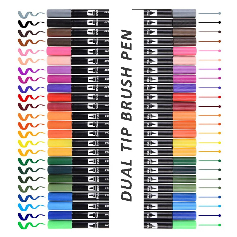 

12/24/36/48/72/100 Color Set Fine Colour Drawing Art Sharpies Markers Pen Caligraphy Painting Water Color Lettering Brush Pen