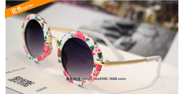 SomeCool для мальчиков и девочек, модные детские металлические круглые солнцезащитные очки с золотыми носками, UV400, Детские дизайнерские детские очки, N542 - Цвет линз: flower dots