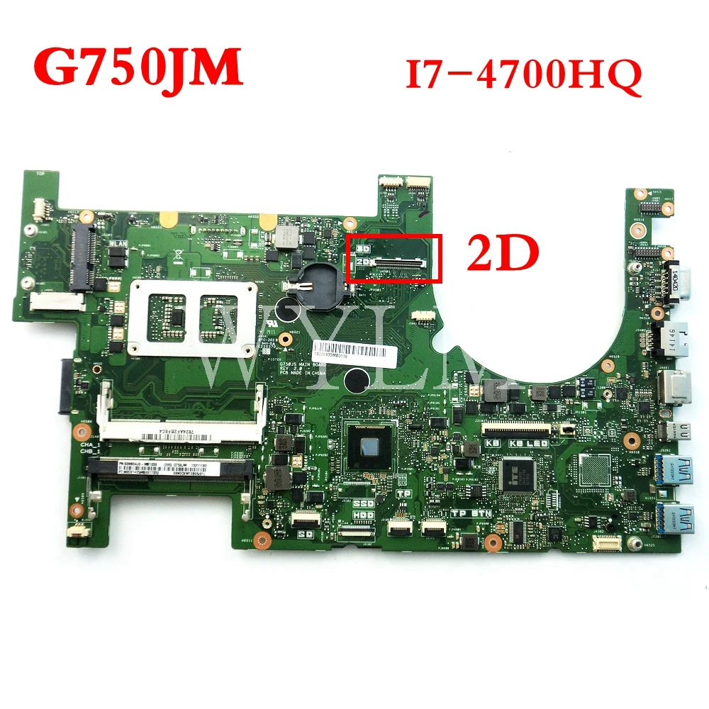 lower price  G750JM With i7-4700HQ CPU 2D mainboard for ASUS G750J G750JS laptop motherboard MAIN BOARD 60NB04J0