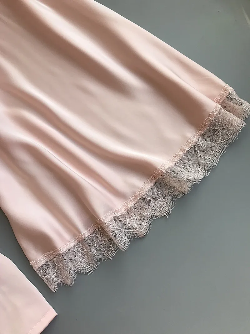 Queenral 2PCS Women Gown Sets Silk Satin Robe Nightgown Set Sleepwear Home Suit Night Sleep Plus Size M-XL Intimate Lingerie 7