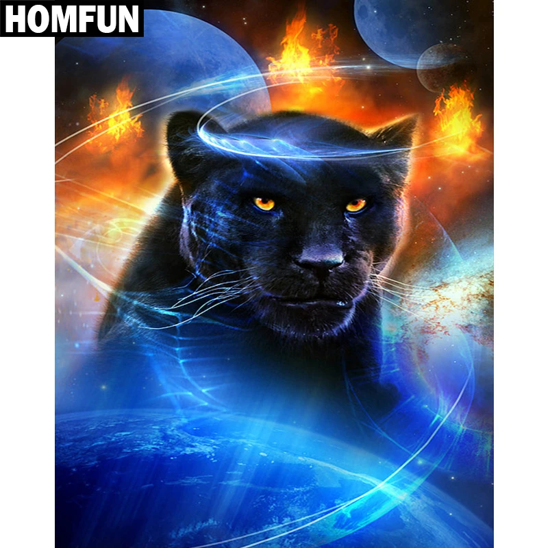Алмазная живопись HOMFUN A06200 картина черный леопард с полными квадратными/круглыми