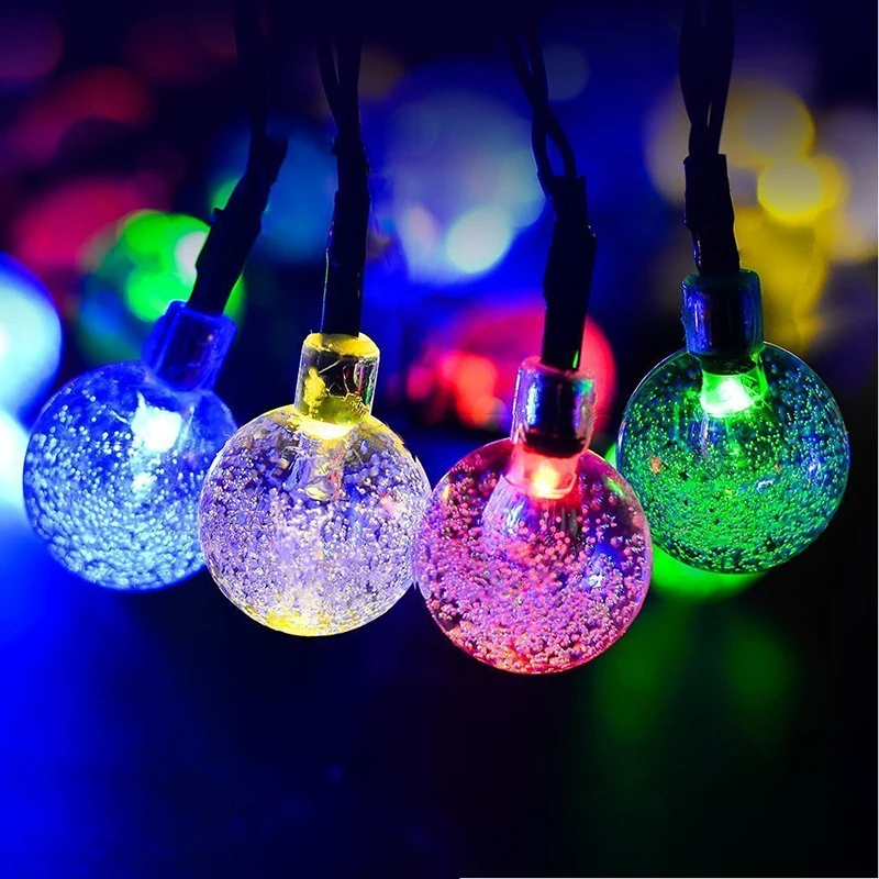 

Solar Outdoor String Lights 20ft 30 LED Warm White Crystal Ball Solar Powered Globe Fairy Lights for Outdoor Garden Decor