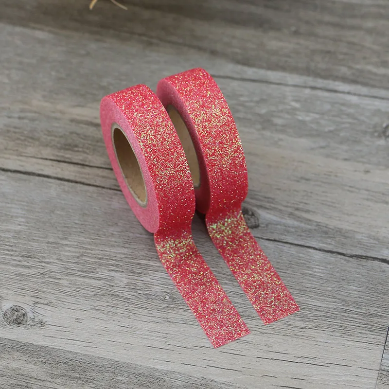 

1X Red powder Glitter Washi Tape Japanese Stationery Scrapbooking Decorative Adhesive Tape Kawai Adesiva Decorativa
