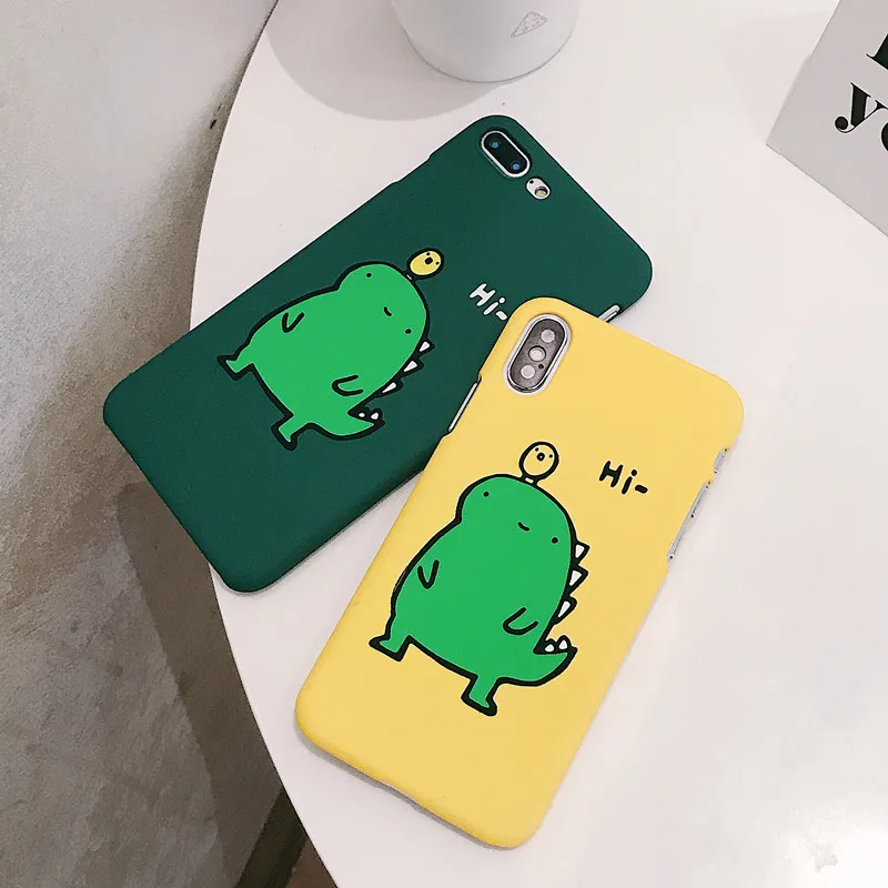 WANGFUZHI чехол для iPhone XS XR Max X 6 s 7 8 плюс мультфильм Динозавр письмо жесткий пластик PC