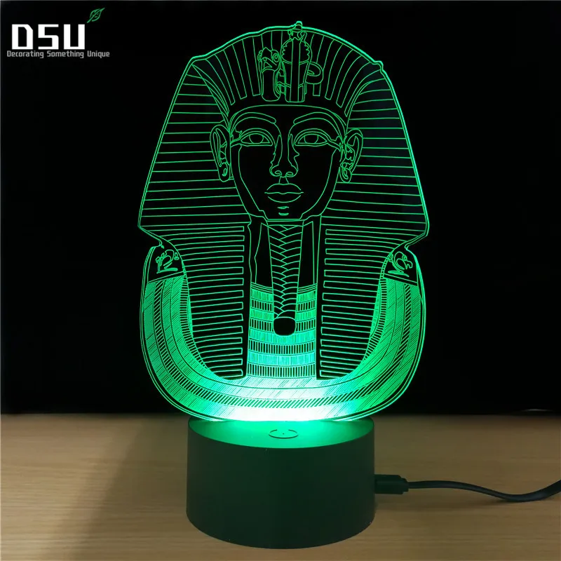 

3D Illusion LED 7 color change Egypt Pharaoh Shape Night light USB touch light Table Lamp For Party Children Bedroom
