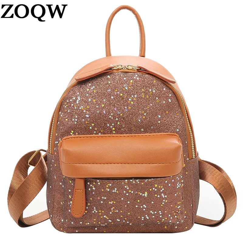 ZOQW Korean Mini Backpack Female Small PU Leather Backpack Women