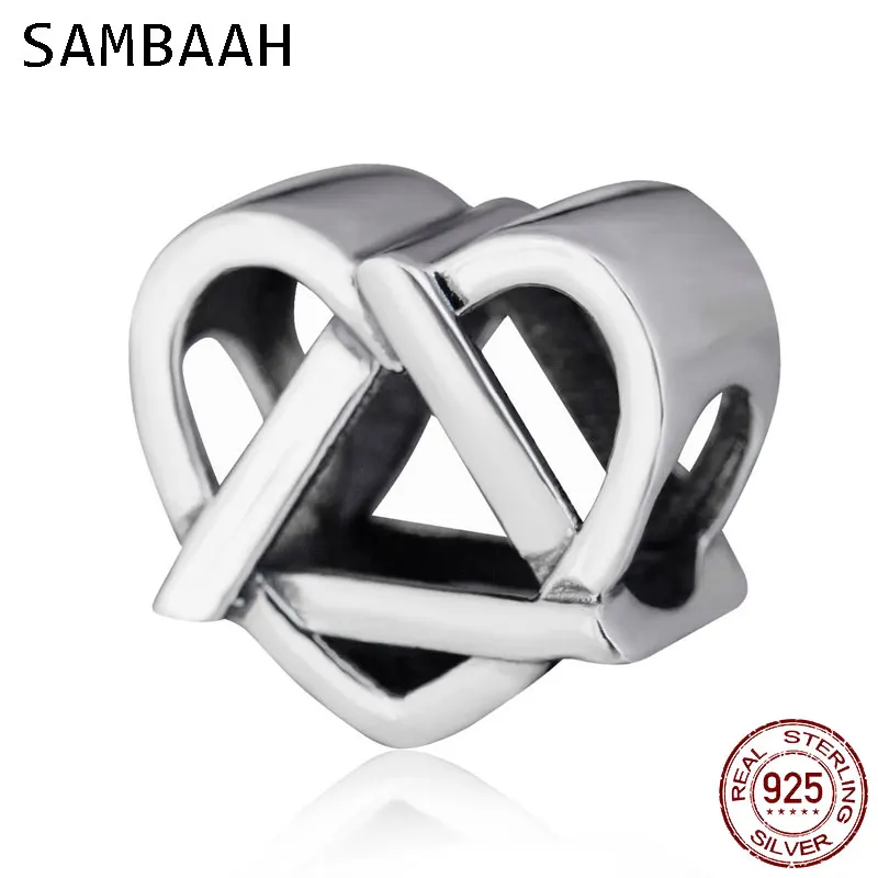 

Sambaah Reflections Adoption Symbol Charm 925 Sterling Silver Heart Love Beads fit Pandora Valentine's Day Bracelet SS2662