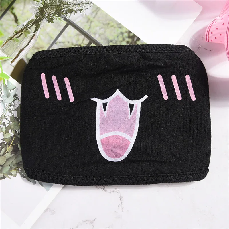 1PCS Anime Cotton Dustproof Mouth Face Mask Unisex Korean Kpop Black Bear Cycling Anti-Dust Cotton Facial Protective Cover Masks - Цвет: 03