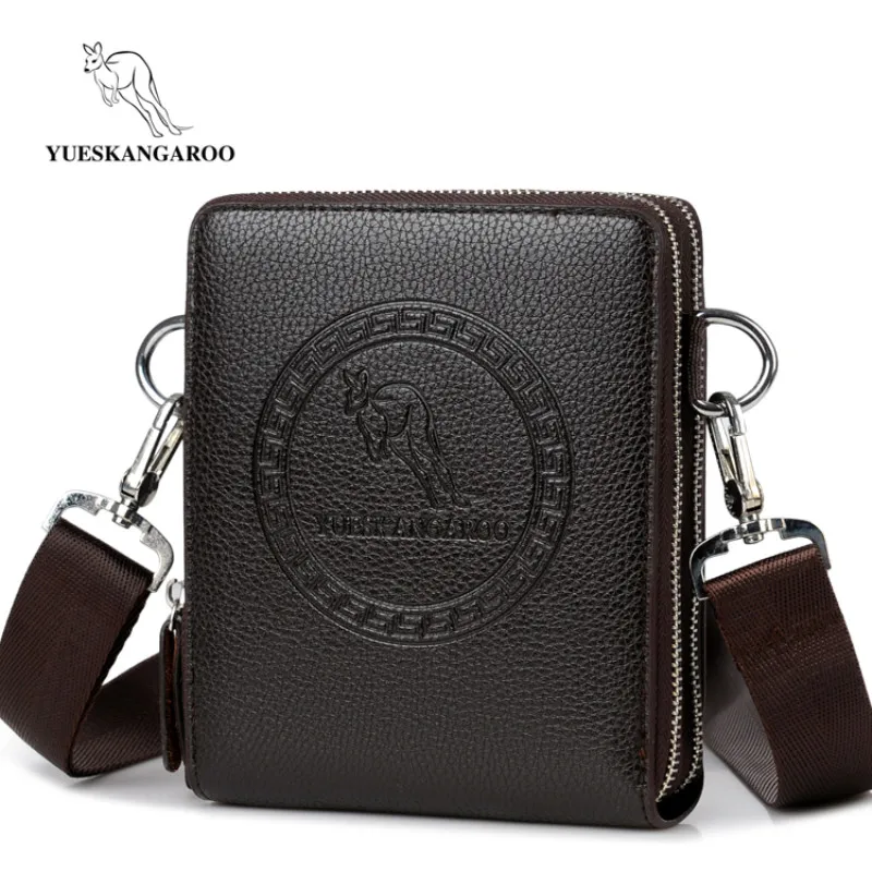 

Prettyzys Kangaroo Clutch Bag Fashion Leather Long Purse Double Zipper Business Wallet Black Brown Male Casual Handy Bag