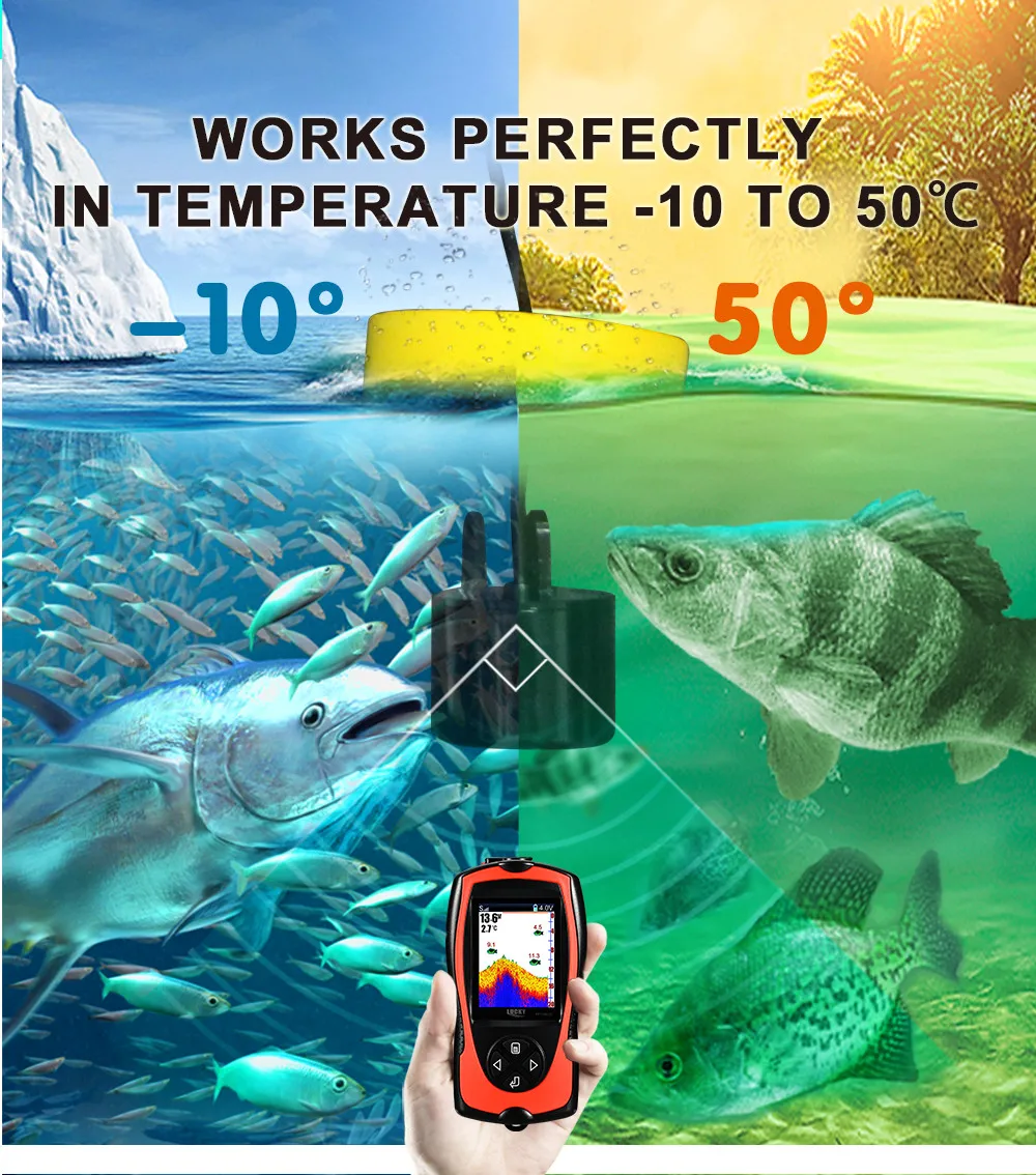 Inventor de Peixes Sonar para Pesca Fishfinders para Caiaque Sorte Portátil Sonar Fishfinder Cabo Barco Lago Gelo 7 Localizadores de peixe