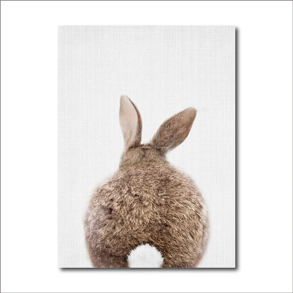 Bunny Rabbit Tail Canvas Painting Nursery Wall Art Animal Poster and Print Nordic Woodland Picture for Baby Kids Room Home Decor - Цвет: FBH058