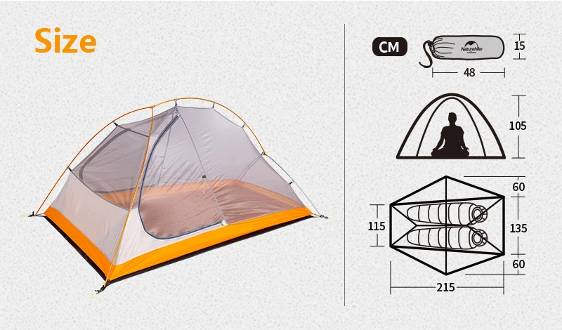 Naturehike открытый пара двойной слой анти-шторм Сверхлегкий Водонепроницаемый 20D кремния палатки любителей Пешие прогулки альпинист кемпинг езда