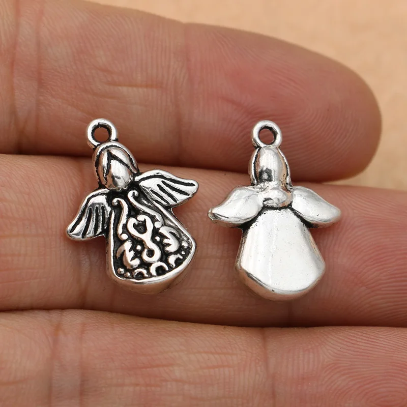 20PCs Sliver Pray For The Angels Shape Alloy Pendant For Necklace/&Bracelet love