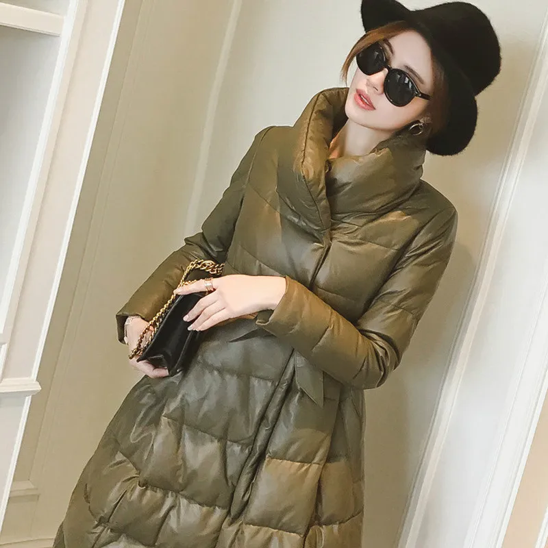 Кожаная куртка для женщин Зимняя Овчина натуральная кожа куртки корейский женский пуховик размера плюс Chaqueta Mujer SYQT7689 YY495